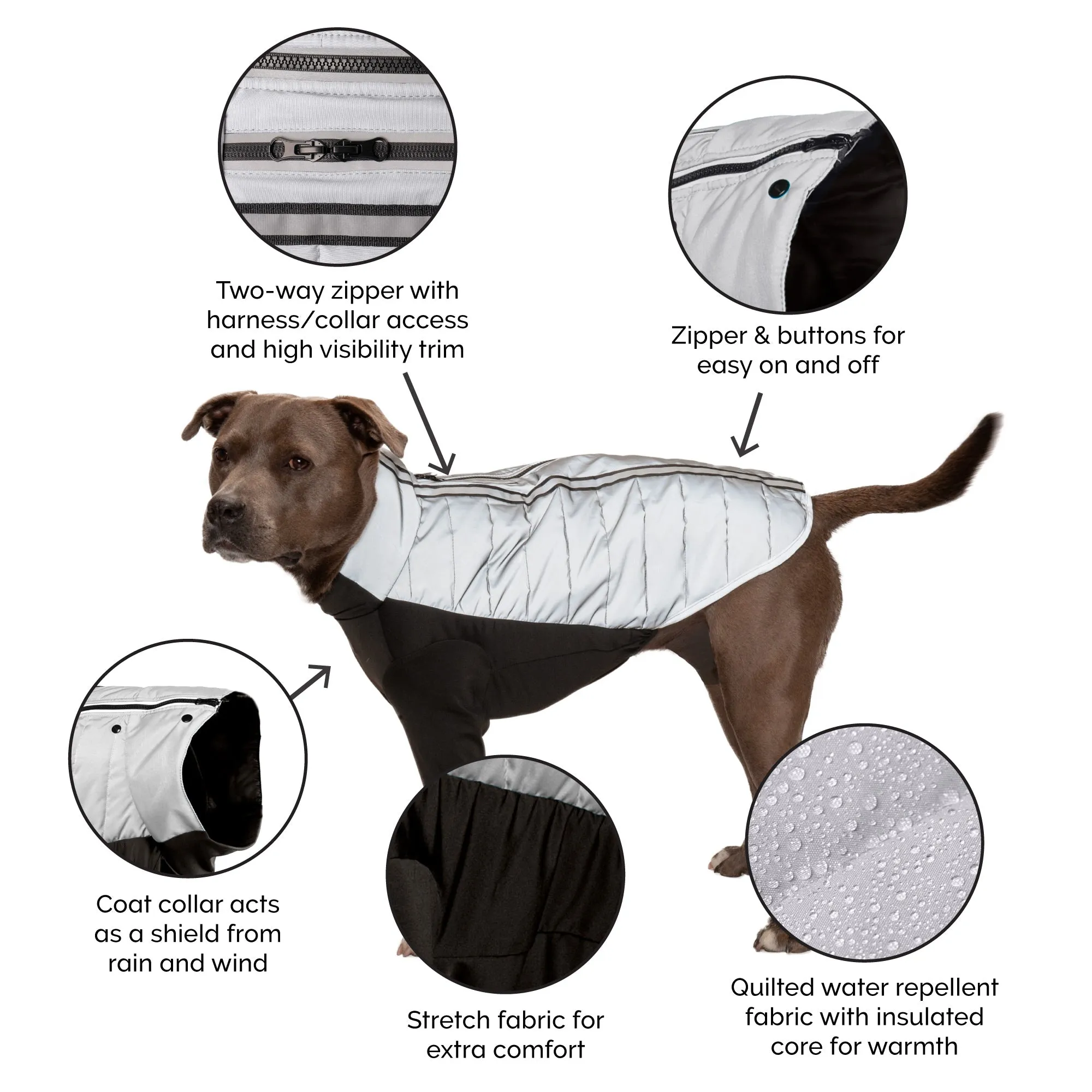 Water-Repellent Reflective Active Pro-Fit Dog Coat