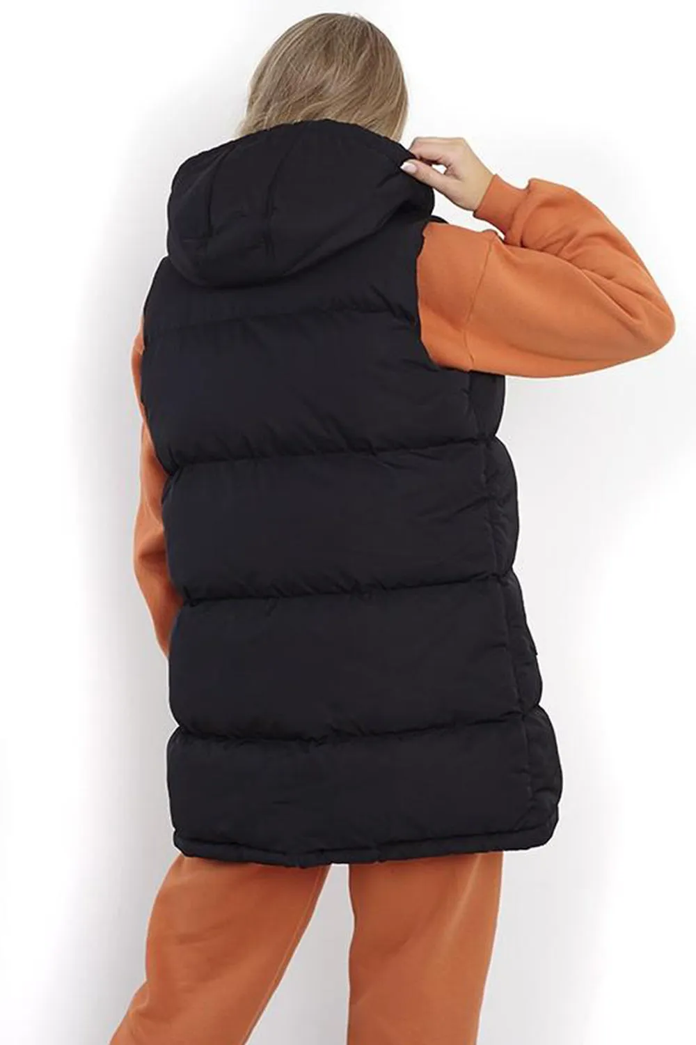 Women Black Mid Length Gilet - UK 14