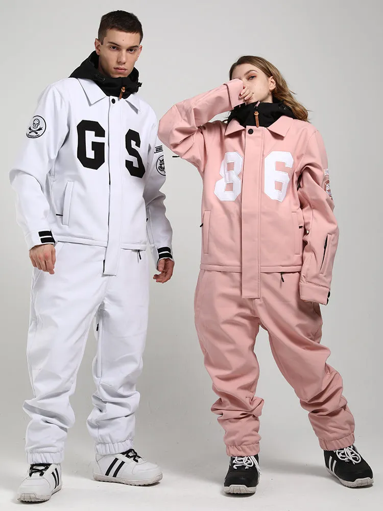 Women's Fashion Winter Waterproof Pink One Piece Snowboard Suits