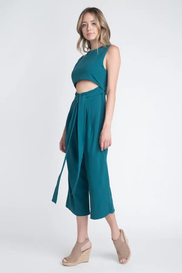 Women's Sleeveless Tie Jumpsuit with Slit