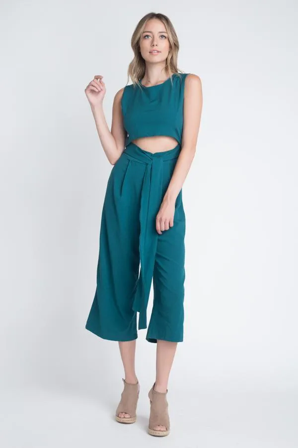 Women's Sleeveless Tie Jumpsuit with Slit