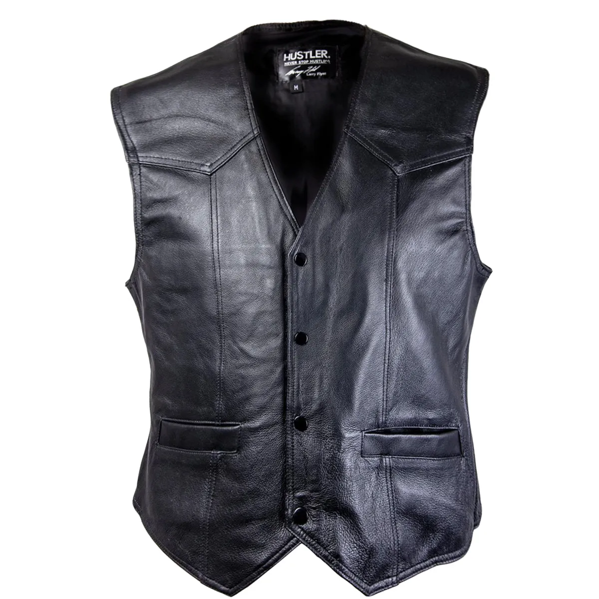 Xelement HSVT 220 Motorcycle Leather Vest For Men - Twin Grils - Premium Genuine Biker Club Gilet